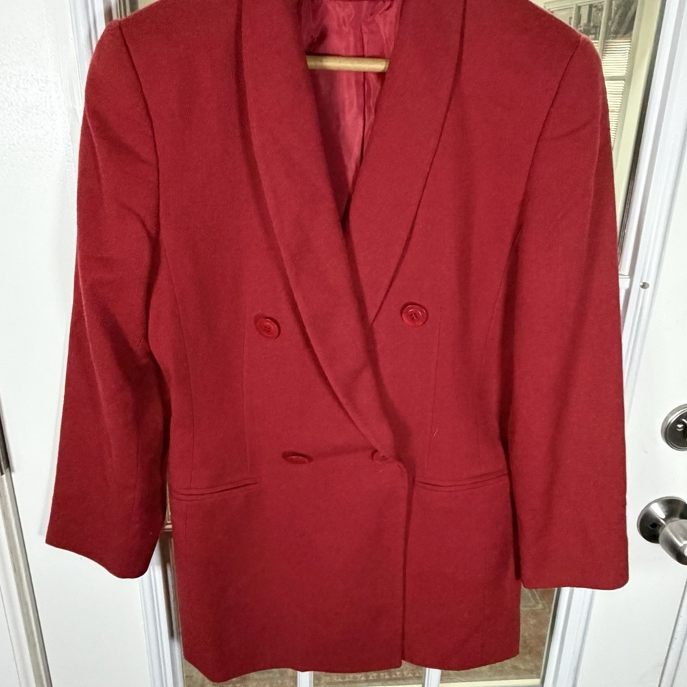 Vintage‎ Harve Benard Red Double Breasted Blazer Shawl Collar Power Jacket S/M